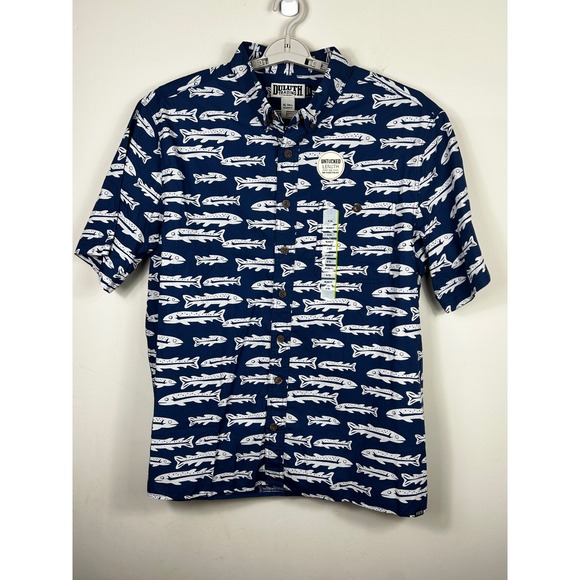 Duluth Trading Co Other - Duluth Trading Co BBQ Shirt Mens XL Tall Relaxed Fit Blue Fish Print NWT